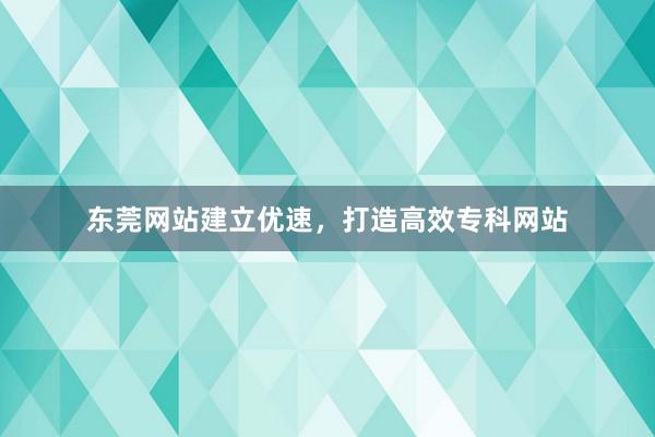 东莞网站建立优速，打造高效专科网站